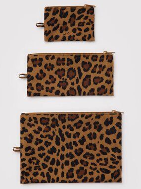 NWT Baggu Flat Pouch Set - Leopard